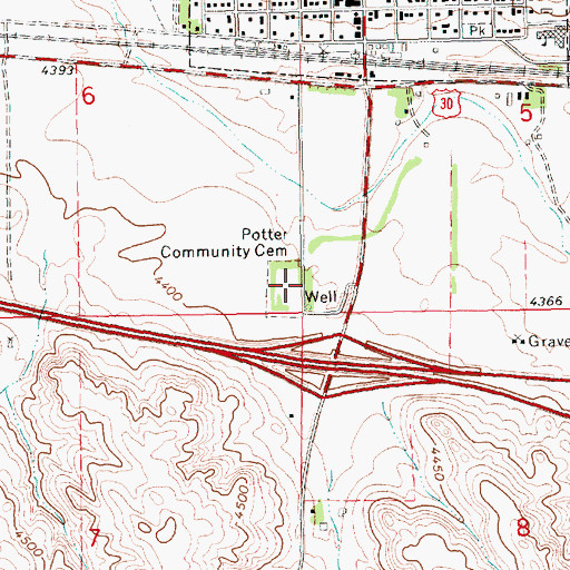Topographic Map of Potter Community Cemetery, NE