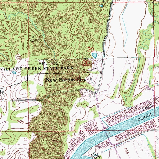 Topographic Map of New Sardis Church, AR