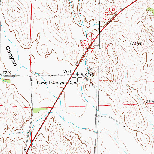 Topographic Map of Powell Canyon Cemetery, NE