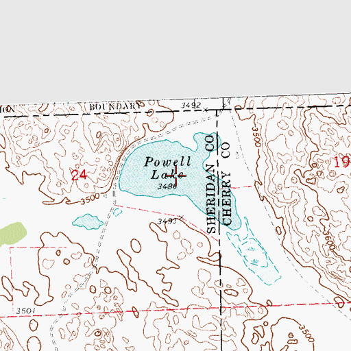 Topographic Map of Powell Lake, NE
