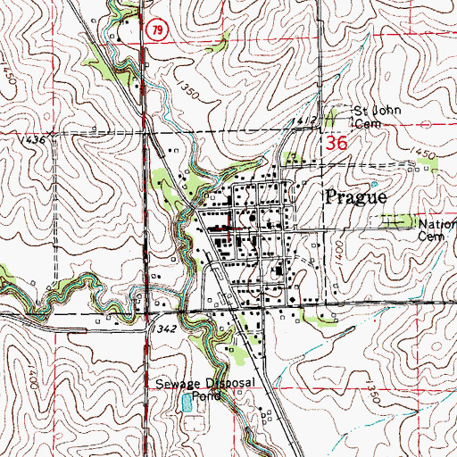 Topographic Map of Prague, NE