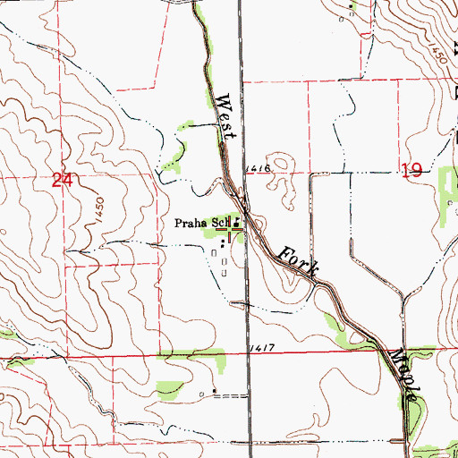 Topographic Map of Praha School, NE