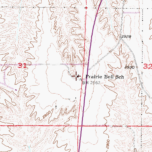 Topographic Map of Prairie Bell School, NE
