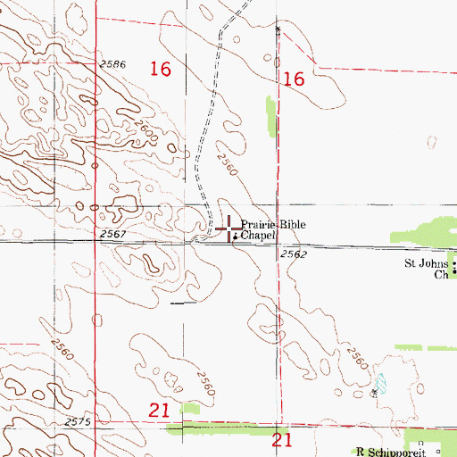 Topographic Map of Prairie Bible Chapel, NE