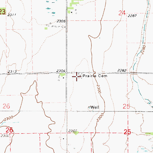 Topographic Map of Prairie Cemetery, NE