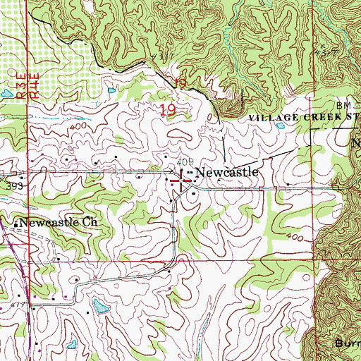 Topographic Map of Newcastle, AR
