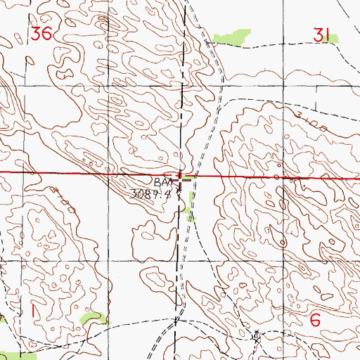 Topographic Map of Prairie Dell School, NE