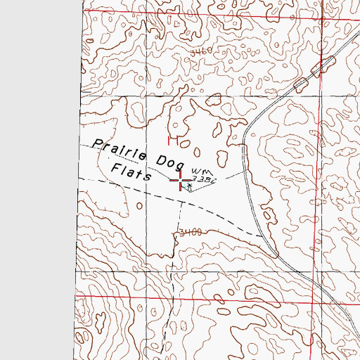Topographic Map of Prairie Dog Flats, NE