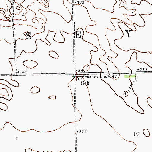 Topographic Map of Prairie Flower School, NE