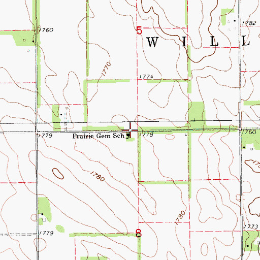 Topographic Map of Prairie General School, NE