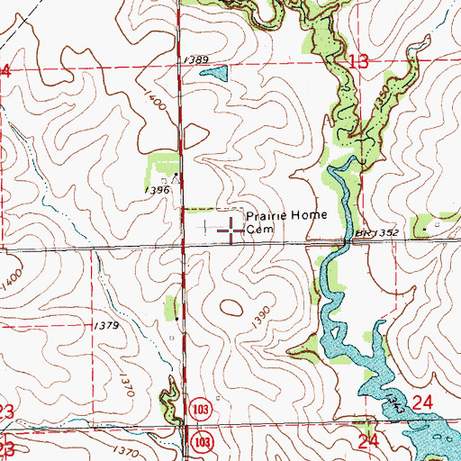 Topographic Map of Prairie Home Cemetery, NE
