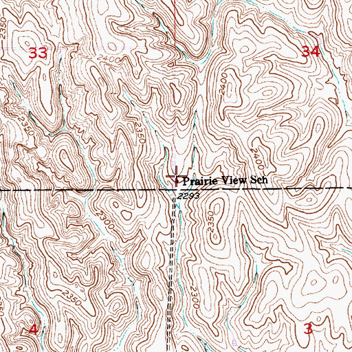 Topographic Map of Prairie View School, NE