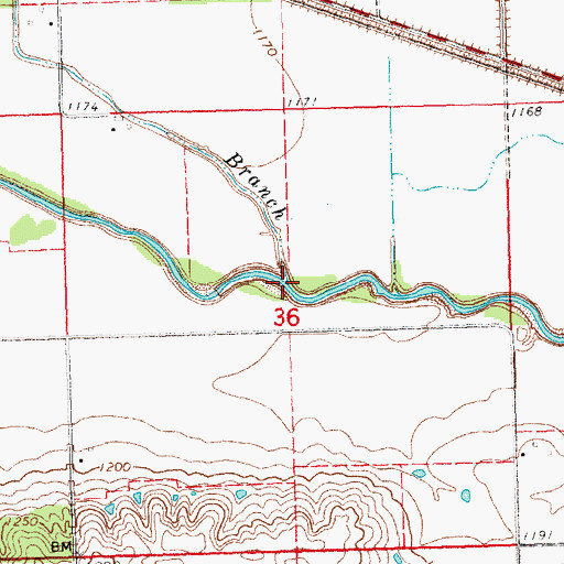 Topographic Map of Pratts Branch, NE