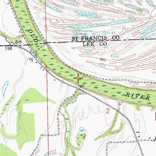 Topographic Map of Old River, AR
