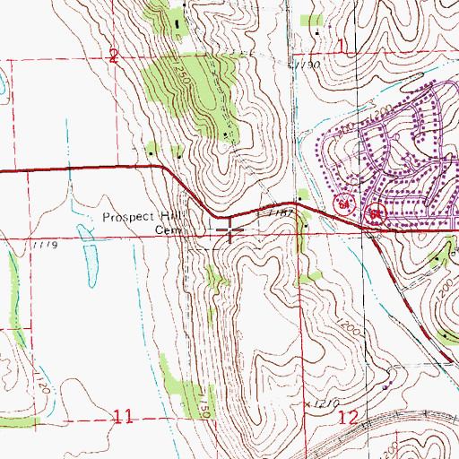Topographic Map of Prospect Hill Cemetery, NE