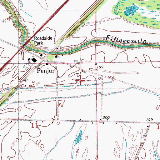 Topographic Map of Penjur, AR