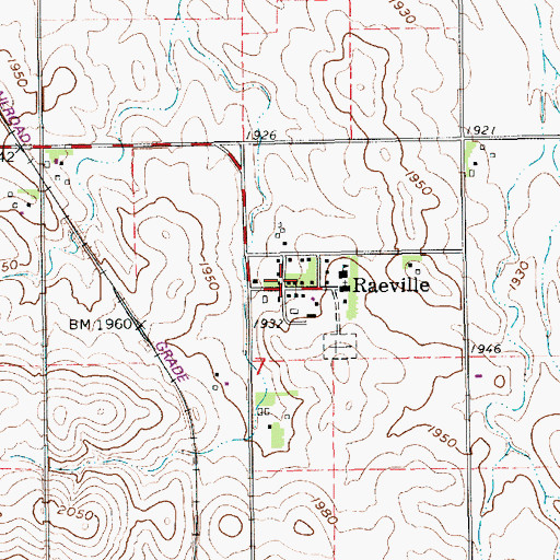 Topographic Map of Raeville, NE