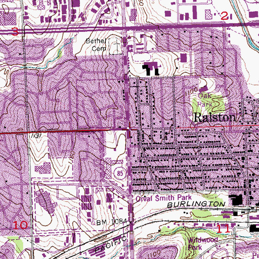 Topographic Map of Ralston, NE