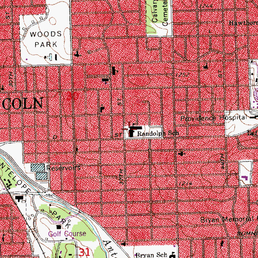 Topographic Map of Randolph Elementary School, NE