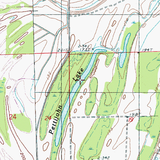Topographic Map of Pettijohn Lake, AR