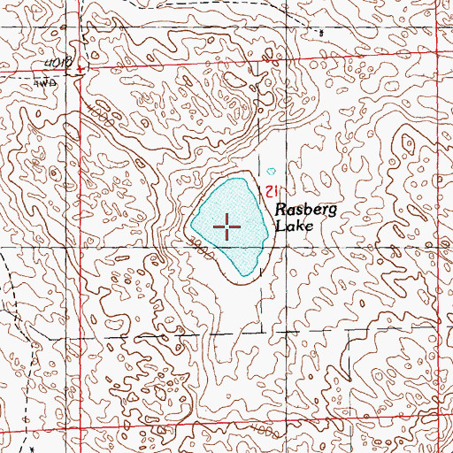 Topographic Map of Rasberg Lake, NE