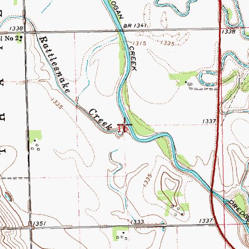 Topographic Map of Rattlesnake Creek, NE