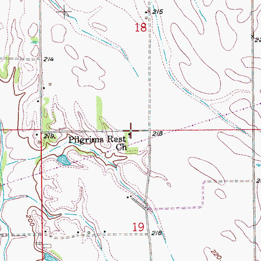 Topographic Map of Pilgrims Rest Church, AR