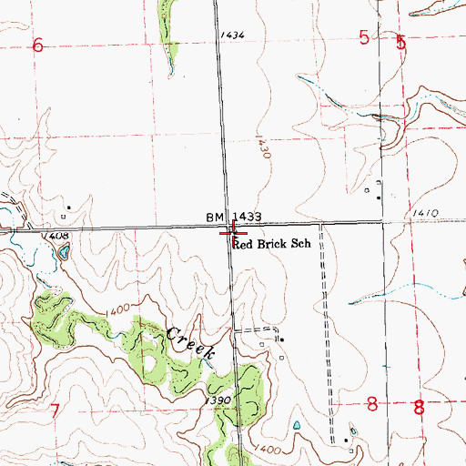 Topographic Map of Red Brick School, NE