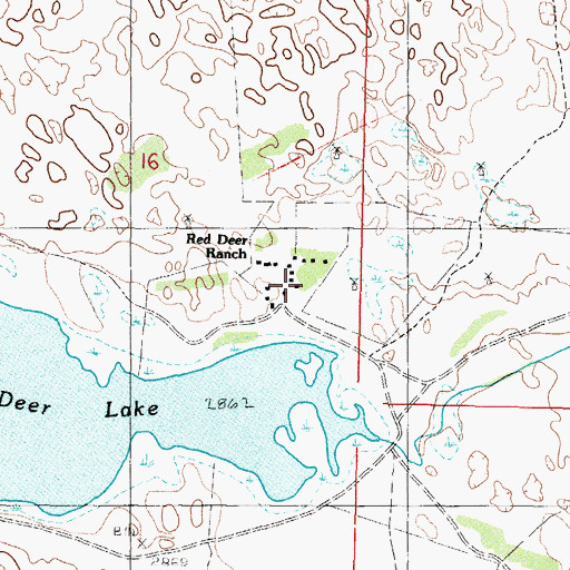 Topographic Map of Red Deer Ranch, NE