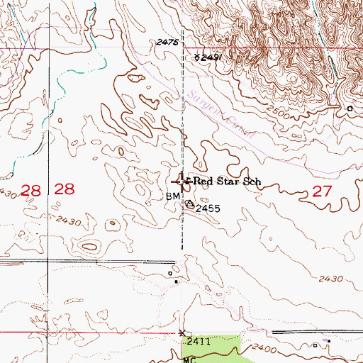 Topographic Map of Red Star School (historical), NE