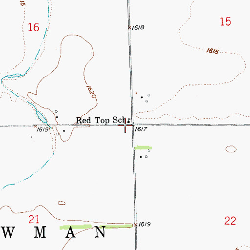 Topographic Map of Red Top School (historical), NE