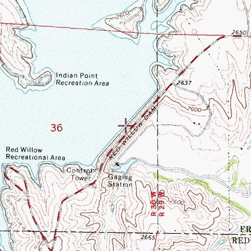 Topographic Map of Red Willow Dam, NE