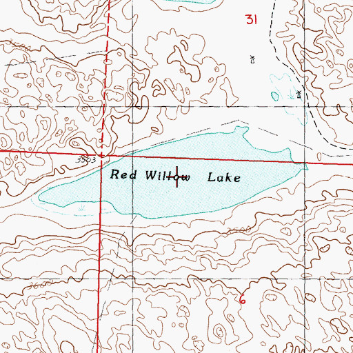 Topographic Map of Red Willow Lake, NE