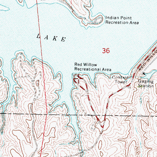 Topographic Map of Red Willow Reservoir State Recreation Area, NE