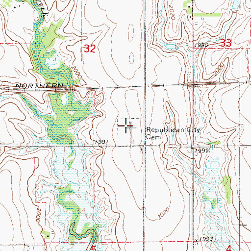 Topographic Map of Republican City Cemetery, NE