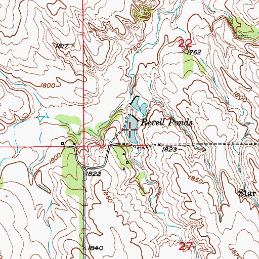 Topographic Map of Revell Ponds, NE