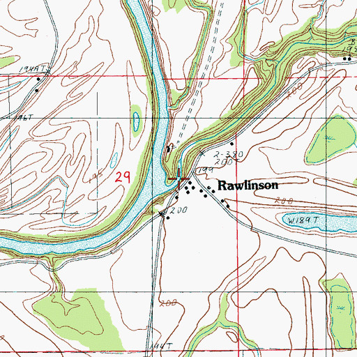 Topographic Map of Rawlinson, AR