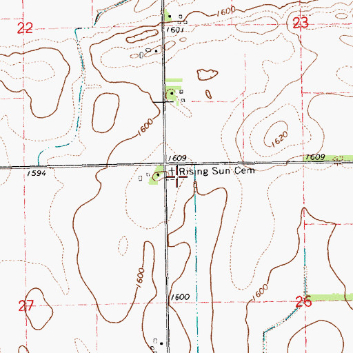 Topographic Map of Rising Sun Cemetery, NE