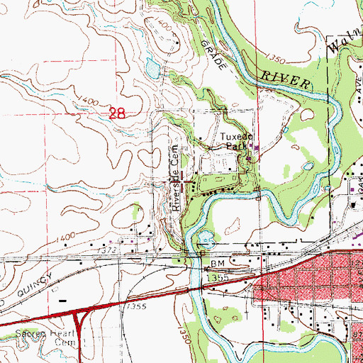 Topographic Map of Riverside Cemetery, NE
