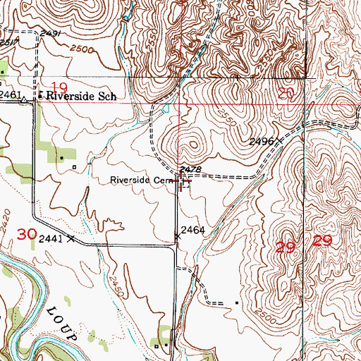 Topographic Map of Riverside Cemetery, NE
