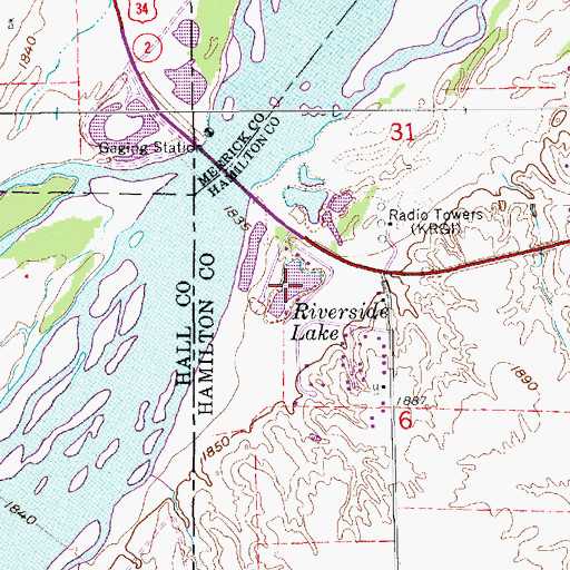 Topographic Map of Riverside Lake, NE
