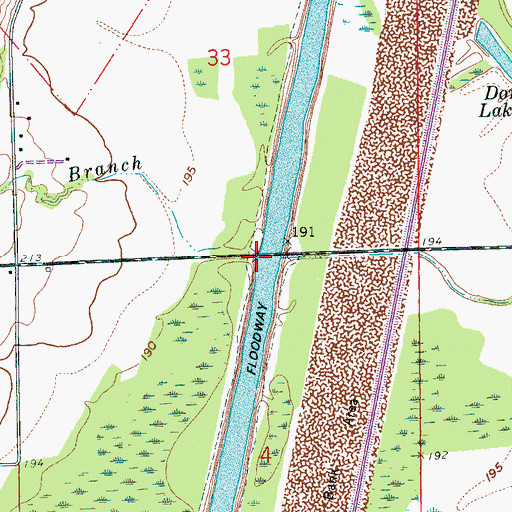 Topographic Map of Rocky Branch, AR