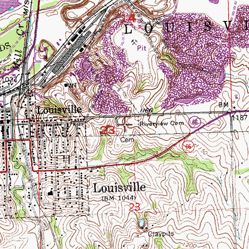 Topographic Map of Riverview Cemetery, NE