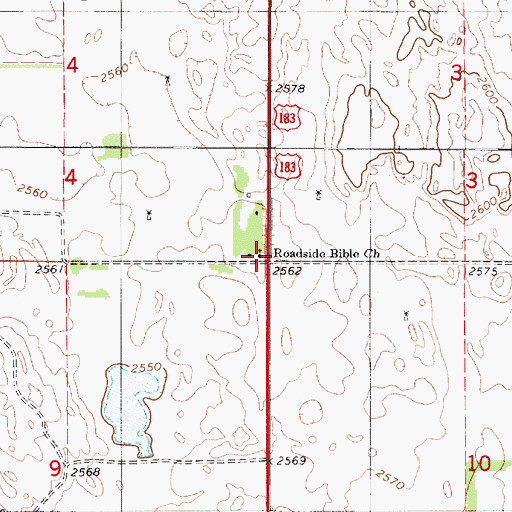 Topographic Map of Roadside Bible Church, NE