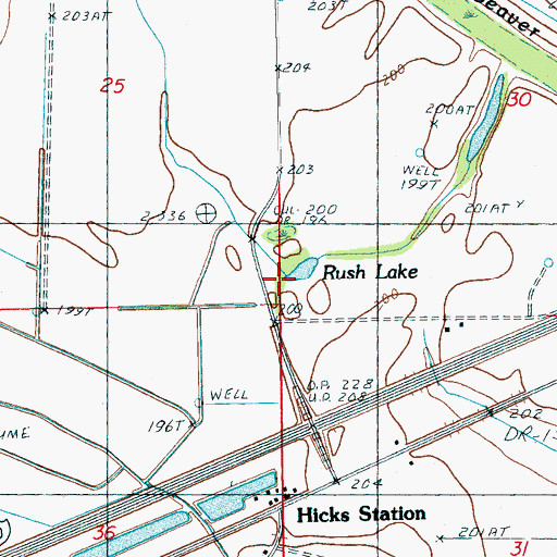 Topographic Map of Rush Lake, AR
