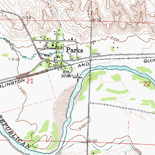 Topographic Map of Rock Creek, NE