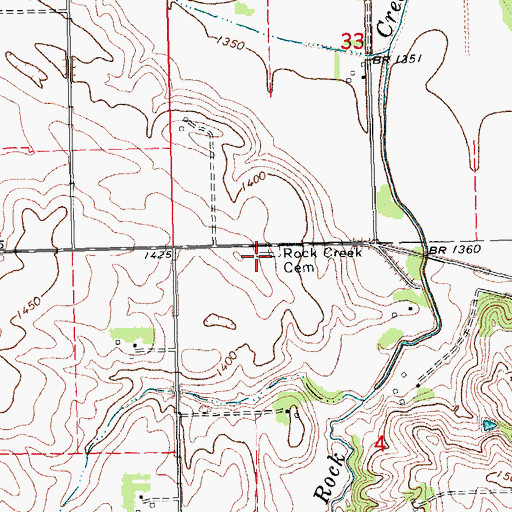 Topographic Map of Rock Creek Cemetery, NE