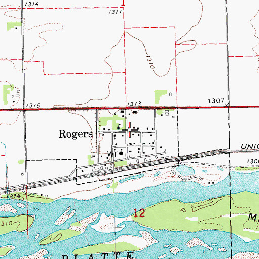 Topographic Map of Rogers, NE