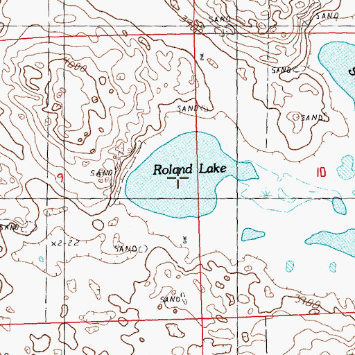 Topographic Map of Roland Lake, NE