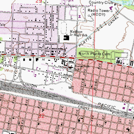 Topographic Map of Roosevelt School, NE